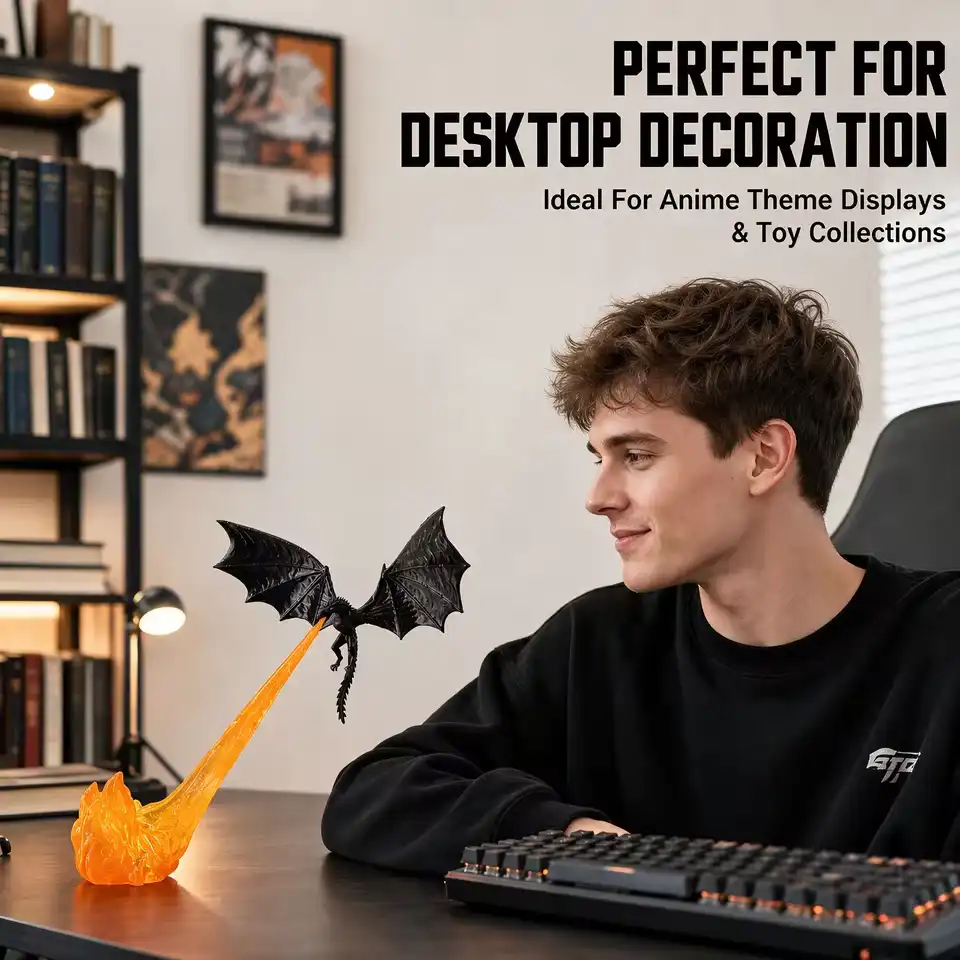 Dragon Flame Book Nook Decoration: Fire-Breathing Dragon Bookshelf Ornament for Halloween, Birthdays, and Home Decor
